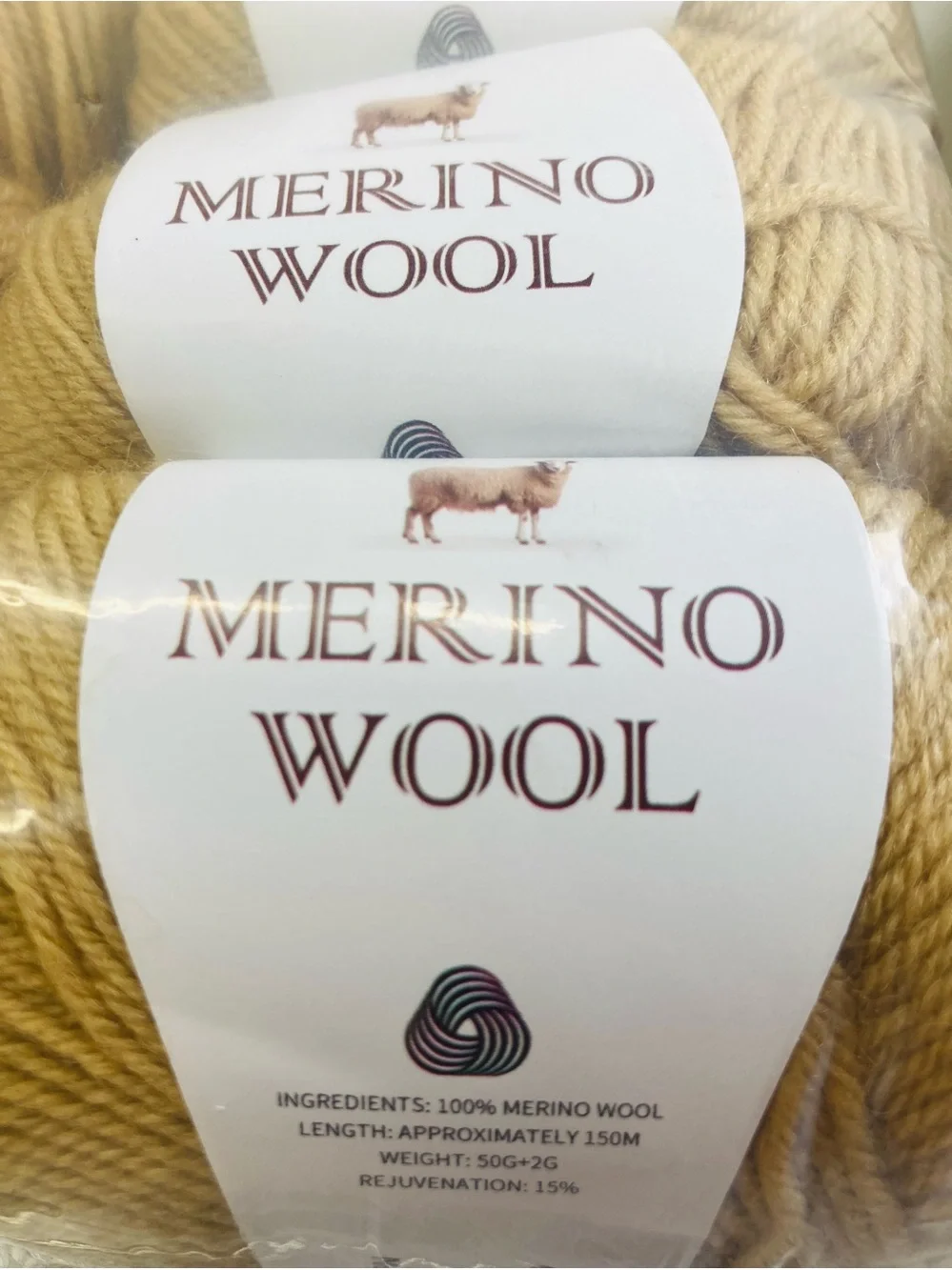 6 NWT ~300g Mengchu 100% Merino Wool Yarn color: Pale Gold